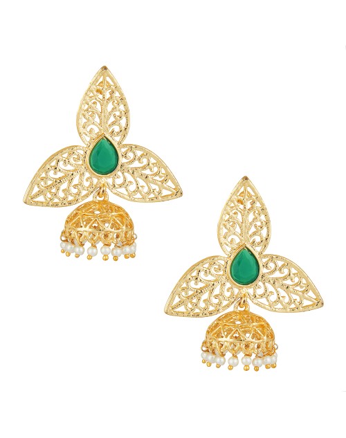 Lootkabazaar Gold Plated Leaf Jhumka Earring For Women (JEGH81802)